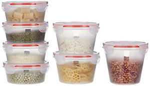 Amazon Brand – Solimo Plastic Kitchen Storage Container Set, 7-Pieces, Transparent