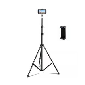 Elfora 7 Feet Lightweight Tripod Stand With Adjustable Mobile Phone | Portable, Compact And Sturdy For Stable Photos And Videos | Compatible For All Mobile And Camera (Black)