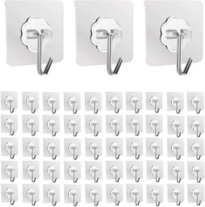 Shalvi Adhesive Hooks For Wall, Sticky Wall Hook For Hangers,Bathroom Hangings Hook 50(Pack Of 50)