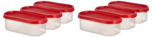 Amazon Brand – Solimo Antimicrobial Modular Plastic Storage Containers With Lid (525 Ml Each) | Stackable | Bpa-Free |Microwave Safe | Multipurpose Use For Snacks, Spices, & More(Set Of 6) (Light Red)