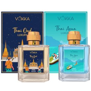 Vokka Thai Oud & Thai Aqua 200 Ml | Pack Of 2 X 100Ml Unique Unisex Luxury Long Lasting Woody Aquatic Perfume Gift Set For Men And Women | Aquatic Scent Eau De Parfum | Edp Fragrance For Gift | Notes: Aqua Woody Musky