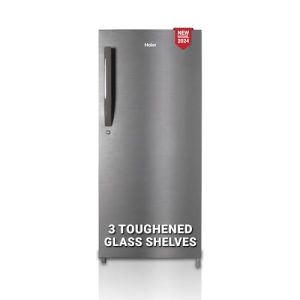 Haier 190 L, Direct Cool, Single Door, 4 Star Refrigerator With Toughned Glass Shelves, Large Vegetable Box (Dazzle Steel, Hed-204Ds-P)