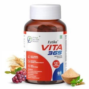 Fytika Vita 365 | Multivitamin For Men And Women | With Ashwagandha, Ginseng, Probiotics & Prebiotics And Biotin| Enhances Energy, Immunity And Digestion| 60 Tablets (Pack Of 1)