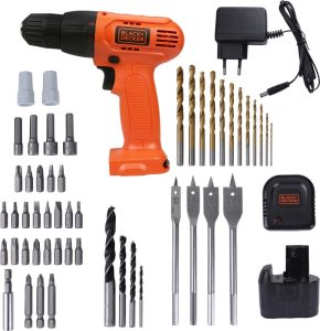 Black+Decker 12-Volt Cordless /Driver With Keyless And 50 Accessories Kit Cd121K50 Angle Drill(10 Mm Chuck Size)