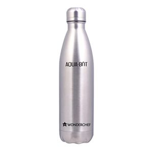 Wonderchef Aqua-Bot, 500Ml, Double Wall Stainless Steel Vacuum Insulated Hot And Cold Flask, Spill & Leak Proof, Silver, 2 Years Warranty