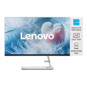 Lenovo Ideacentre Aio 3 12Th Gen Intel I3 23.8″ Fhd Wva 3-Side Edgeless All-In-One Desktop With Alexa Built-In (8Gb/512Gb Ssd/Win11/Ms Office 2021/Hd 720P Camera/Wireless Keyboard & Mouse) F0Gh017Din