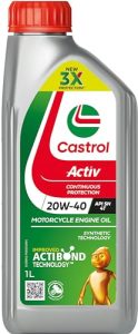 Castrol Activ 20W-40 4T Engine Oil For Bikes With Synthetic Technology (1L) |3X Protection With Actibond Technology | Engine Protection For Bikes | Api Sn And Jaso Ma2