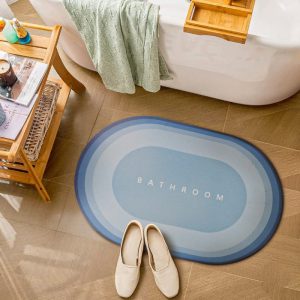 Status Pp (Polypropylene) Bathroom Mat(Sky Blue, Medium)