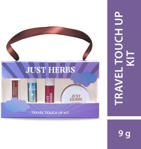 Just Herbs Travel Touch Up Kit Included Lip Gloss, Perfume, Liquid Lipstick & Cheek Tint(4 Items In The Set)