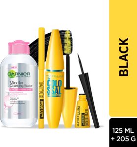 Maybelline New York Call Me Colossal Kit – Mascara+ Kajal+ Bold Liner+ Micellar(Black, 205 G)