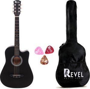 Revel Rvl-38C-Lgp-Bk Acoustic Guitar Linden Wood Ebony Right Hand Orientation(Black)