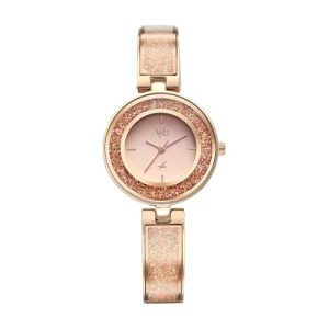 Fastrack Vyb Quartz Analog Light Pink Dial Rose Gold Alloy Strap Watch For Women-Fv60053Wm02W