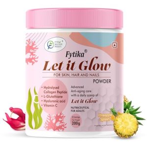 Fytika Let It Glow Marine Collagen Supplement For Men & Women|L- Glutathione, Vitamin C, Sesbania Agati Extract|Promotes Healthy Skin, Hairs And Nails (Pineapple, Pack Of 1)