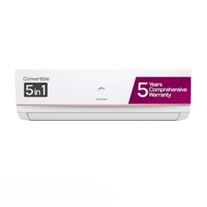 Godrej 1 Ton 3 Star, 5-In-1 Convertible Cooling, Inverter Split Ac (Copper, I-Sense Technology, 2023 Model, Ac 1T Ei 12Tinv3R32-Gwa Split, White)