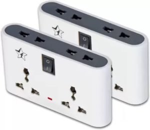 Flipkart Smartbuy 4+1 Multiplug Extension Board|Universal Sockets And 1 Switches (White_Pack Of 2) 6 A Three Pin Socket