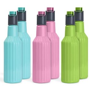 Homewiz Kitchen Unbreakable Plastic Water Bottle I Leak Proof I Bpa Free Food Grade Fridge Water Bottle I Ideal For Gym, Office, Home, Travel, College, Easy To Clean, 1 Litre Each, Set Of 6, Assorted