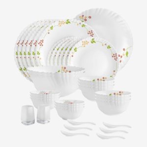 Cello Pack Of 35 Opalware Dazzle Secret Garden Dinner Set(White, Microwave Safe)