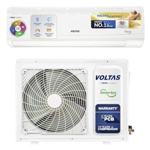 Voltas 1.5 Ton 5 Star, Inverter Split Ac (Copper, 4-In-1 Adjustable Mode, Anti-Dust Filter, 185V Vectra Car, White)