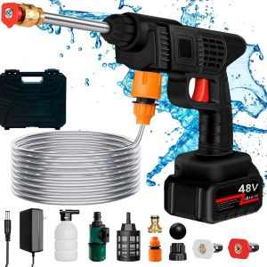 Tazomi 48V Cordless Gun For Car Wash With3 In 1 Nozzle,Hose,Battery,Pipe,Foam Can Pressure Washer