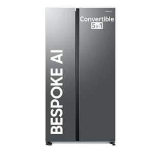 Samsung 653 L, 3 Star, Frost Free, Double Door, Convertible 5-In-1 Digital Inverter, Side By Side Ai Enabled Smart Refrigerator With Wifi (Rs76Cg8003S9Hl, Silver, Refined Inox)