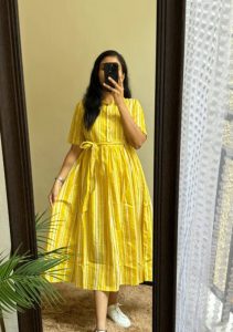 Assamica Flared/A-Line Gown(Yellow)