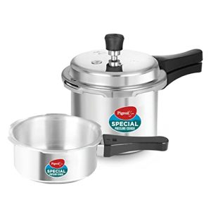 Pigeon By Stovekraft (14331) Aluminium Pressure Cooker Combo 2 Litre And 3 Litre Induction Base Outer Lid (Silver)