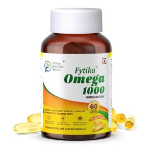 Fytika Omega 3 Fish Oil 1000Mg 60 Capsules For Heart, Eye, Skin, Brain, Joint & Muscle Support | Omega 3 1000Mg Fatty Acid Capsule Enriched With Epa 360Mg+Dha 240Mg & Omega Fatty Acids 400Mg