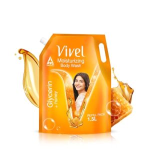 Vivel Moisturizing Body Wash, Glycerin & Honey Shower Gel, 1500 Ml Supersaver Xl Refill Pouch, For Soft, Glowing Skin, Mild And Pure Bodywash, For Women & Men