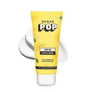 Sugar Pop Spf 50 Sunscreen With Vitamin C And Hyaluronic Acid – 50 Gms – Lightweight | Non-Greasy | No White Cast | Suits All Skin Types