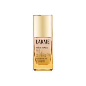 Lakmé Natural Makeup For All Skin Type+Skincare Vitc Superglow Skin Perfecting Liquid Medium Coverage Tint Cool Ivory C100 25Ml 1 Count