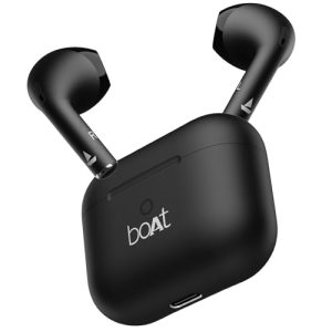 Boat Airdopes Alpha/Airdopes Joy, 35Hrs Battery, Fast Charge, Iwp Tech, Low Latency, 2Mic Enx, Type-C Port, V5.3 Bluetooth Earbuds, Tws Ear Buds Wireless Earphones With Mic(Jet Black)