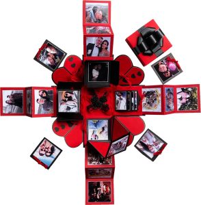 Crafted With Passion Explosion Box For Valentine’S Day , Birthday Or Anniversary , Gift Box For Any Occasion Greeting Card(Red And Black, Pack Of 1)