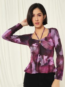 Tandul Casual Tie & Dye Women Purple Top