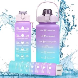 Set Of 3 Motivational Water Bottles For Adults – 2L, 700Ml, 280Ml Sipper Bottles, Airtight & Spill-Proof