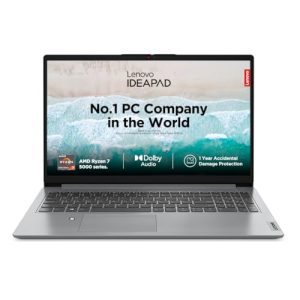Lenovo Ideapad Slim 1 Amd Ryzen 7 5700U 15.6″ Hd Thin And Light Laptop (16Gb/512Gb Ssd/Windows 11 Home/Ms Office 2021/1 Year Warranty + 1 Year Adp/Cloud Grey/1.6Kg), 82R400Efin