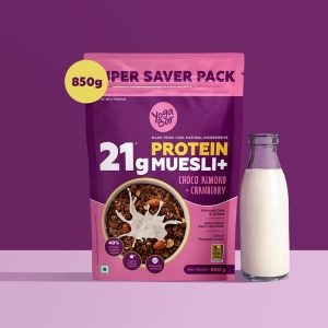Yogabar Protein Muesli 850G, Choco Almond & Cranberry With Probiotics And Omega – 3 Pouch(850 G)