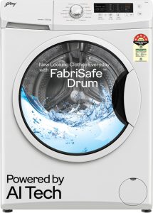 Godrej 8 Kg With Ai Tech, Steam Wash Fully Automatic Front Load Washing Machine With In-Built Heater White(Wfeon Crs 8012 5.0 Fkedm Glw)