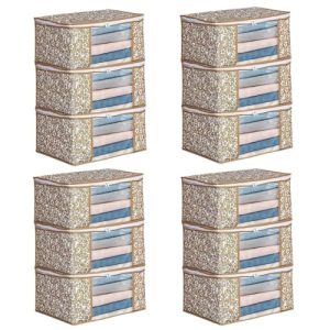 Champaran Industries Saree Covers With Zip|Saree Covers For Storage|Wardrobe Organizer For Cloths|Saree Packing Covers For Wedding|Biege Patti |Pack Of 12