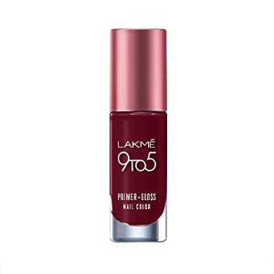 Lakmé 9To5 P+G Glossy Finish Nail Color Smokey Crimson 6Ml