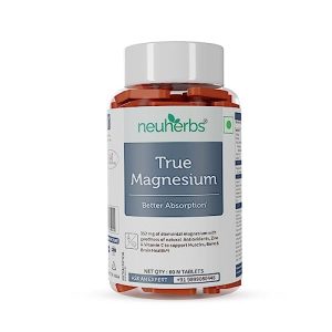 Neuherbs True Magnesium Glycinate Supplement 1600Mg- 60 Tablets | Chelated Magnesium Supplement For Men & Women With Natural Antioxidants, Zinc & Vitamin C To Support Muscles Recovery, Joint Health