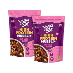 Yogabar Super High Protein Muesli 850G (Pack Of 2) | 23G Protein | With Probiotics And Whey | No Refined Sugar | Easy On Gut | Choco Almond | Protein Snack | High Fiber Food | Breakfast Cereal