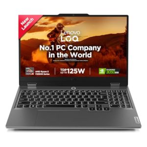 Lenovo Smartchoice Loq Amd Ryzen 5 7235Hs | Nvidia Rtx 3050 6Gb (24Gb Ram/512Gb Ssd/15.6″ (39.6Cm)/Windows 11/Office Home 2024/100% Srgb/3 Mon. Game Pass/Grey/2.4Kg), 83Jc00Efin Gaming Laptop
