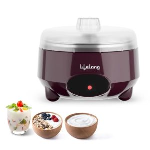 Lifelong Yogurt & Curd Maker For Home | Automatic Curd Maker With Auto Temperature Regulation | Electric Probiotic Yogurt Maker Machine For Kitchen (1 Litre) | 304 Stainless Steel Container (Llecm18)