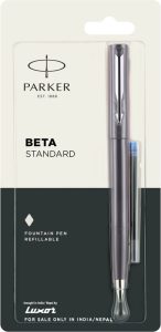 Parker Beta Standard Grey Chrome Trim Fountain Pen