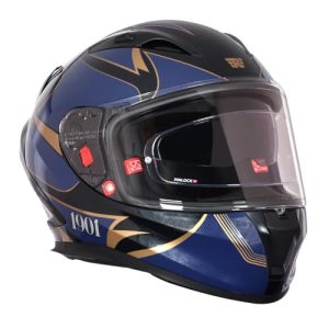 Royal Enfield Speedx Full Face Jinx With Sun Visor & Aerodynamic Spoiler | Certification: Isi & Dot | Liner: Dual Eps Expanded Polystyrene| Uv Treated Surface | Polygiene Fabric Navy (Xl) 62Cm