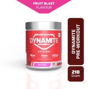 Wellversed Dynamite Pre-Workout (210G, 15 Servings) | Unleash Explosive Energy Pre Workout(210 G, Fruit Blast)