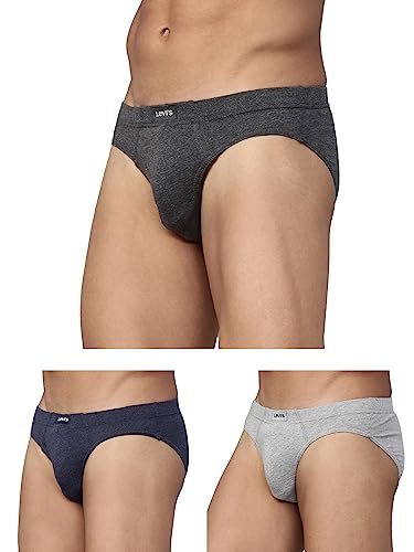 Levi’S Men’S Cotton Style #011 Comfort Regular Fit Solid Brief (Pack Of 3) (#011-Brief-Lt Gmel/Nmel-P3_Lt, Dk. Grey Melange,N.Melange_Xl)