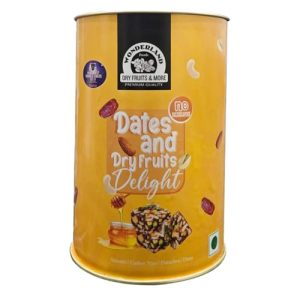 Wonderland Foods 200G Premium Dates & Dry Fruits Delight | Date Bites | Dates Barfi Made With Honey & Pure Ghee, Wet Dates, Almonds, Cashews, Pistachios