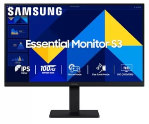 Samsung Essential Series S3 Flat Monitor 22 Inch (54.6 Cm) Fhd (1,920 X 1,080 Resolution), 100 Hz, Ips Panel, 5Ms(Gtg), D-Sub, Hdmi (Ls22D300Gawxxl, Black)