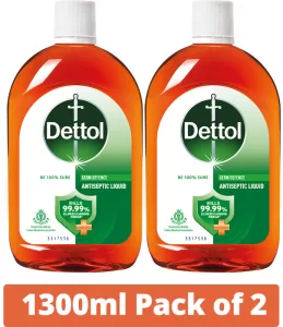 Dettol Disinfectant For First Aid Surface Cleaning And Personal Hygiene Liquid(1300 X2) Antiseptic Liquid(2600 Ml, Pack Of 2)